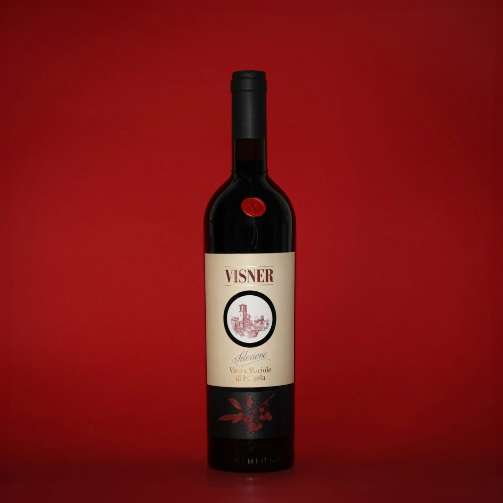 A bottle of wine sitting on top of a table